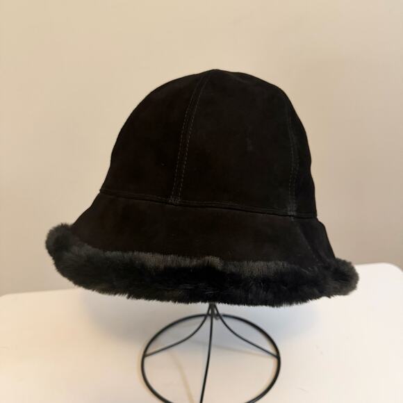 Koolaburra by UGG Bucket Hat Leather Suede Faux Fur Lined Winter Black Size L/XL main image 7